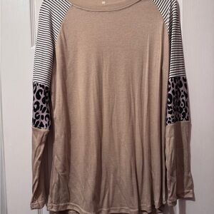 Women's Tan Long Sleeve Top
